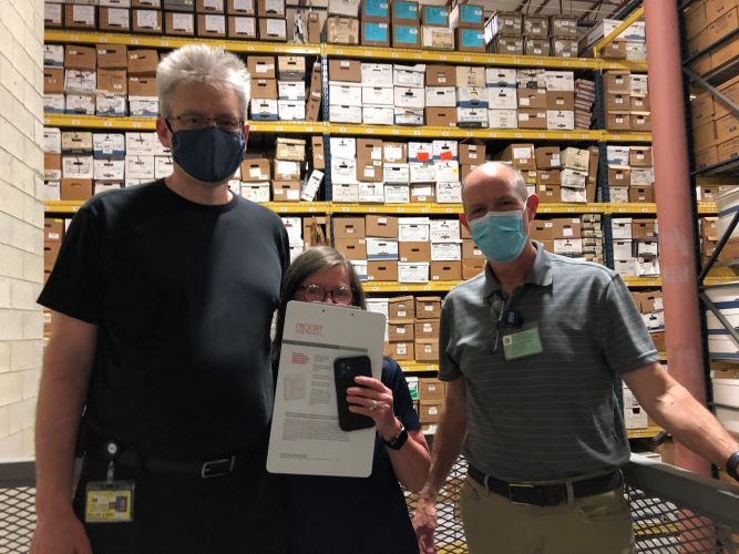 Alan Ano, Regina Ferguson, and Steve Marshall during a Corrigan Clean-Out Day.